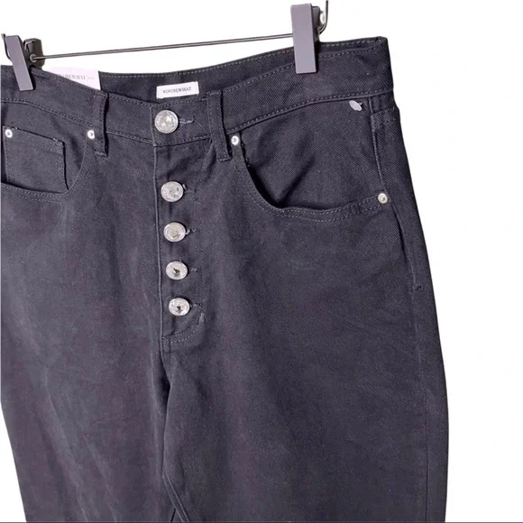 WeWoreWhat The Danielle Straight Leg Jeans Crystal Buttons Black Size 30 - Picture 8 of 13